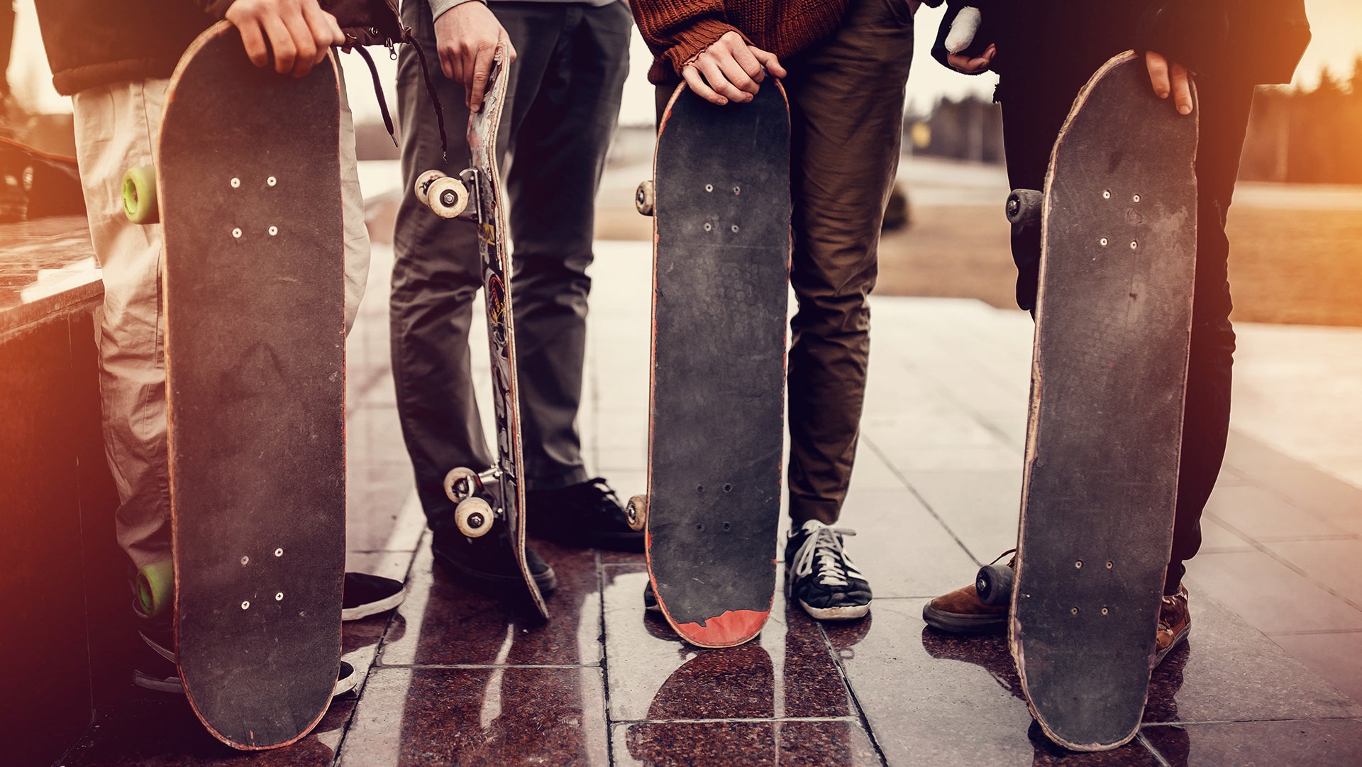 Standing with skateboard