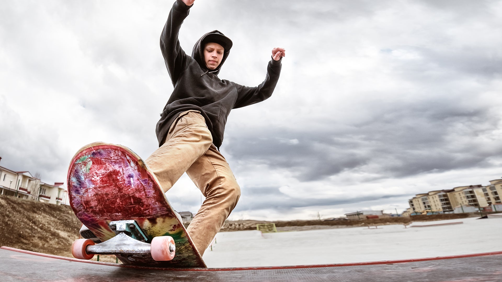 Skating with her lovely skateboard